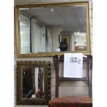 A carved giltwood picture framed wall mirror and a rectangular beaded gilt framed wall mirror W.88