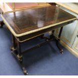 A Victorian ebonised card table W.92cm