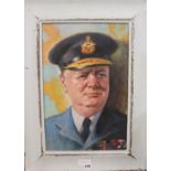 English School, oil on canvas board, Portrait of Winston Churchill, 50 x 32cm