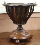 A Victorian inlaid mahogany jardinière W.38cm