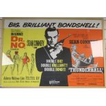 A James Bond'dr. No/Thunderball' 1970's British Double-bill Quad film poster featuring the tag