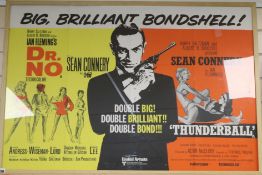 A James Bond'dr. No/Thunderball' 1970's British Double-bill Quad film poster featuring the tag