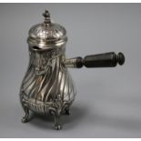 A late 19th/early 20th century French white metal chocolate pot, 11 oz.