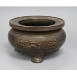 A large Chinese bronze censer with Arabic writing diameter 20cm