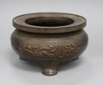 A large Chinese bronze censer with Arabic writing diameter 20cm