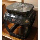 A Chinese black lacquer jardiniere stand W.44cm