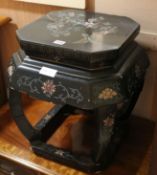 A Chinese black lacquer jardiniere stand W.44cm