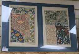 Two Victorian chromolithographic designs by Marc Mangin and Anna Martin, 42 x 28cm, framed as one