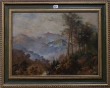 Joseph Dore (Czech 1805-1878), Wooded mountain landscape, signed, oil on canvas, 45 x 60cm