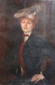 Albert de Belleroche (1864-1944)oil on canvasHalf length portrait of a lady 'L'Amie'37 x 25in.,