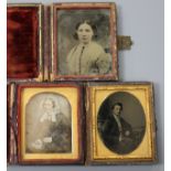 Three daguerreotypes cases approx. 7 x 6cm