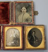 Three daguerreotypes cases approx. 7 x 6cm