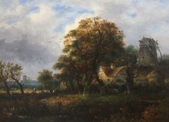 William Henry Crome (1806-1873)oil on canvasRustic landscape with cottage beside a ruined windmill13