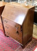 An Edwardian inlaid mahogany bureau W.70cm