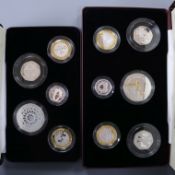 Two Royal Mint Piedfort Collection 50p to £5 proof sets 2006 (six coins) & 2007 (five coins),