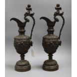 A pair of bronze ewers height 43.5cm