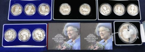 Royal Mint silver proof Royal family commemorative coins - 2007 Alderney Princess Diana £10, three