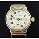 A gentleman's 1930's 9ct gold boy's size Rolex Oyster manual wind wrist watch, with Arabic dial