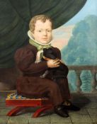 Continental Schooloil on canvasPortrait of a seated child holding a lap dogindistinctly signed31 x