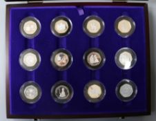 A Royal Mint Coronation Anniversary Silver Proof Collection, twelve fifty pence coins, 2003, boxed