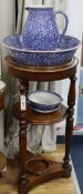 A Victorian washstand with jug and basin Wash stand W.38cm