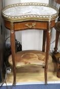 A French kidney shaped two tier table W.44cm