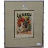 A French advertising print for Cacao Lacte, 36 x 25cm
