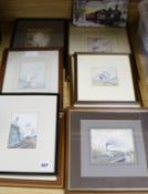 Nick Luff, eight assorted watercolours, railway scenes, with a copy of Steam Railways of Devon and