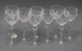 A set of nine Waterford wine glasses height 19cm