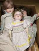 Three Armand Marseille bisque head dolls, all marked 'Germany' and with open mouths and jointed