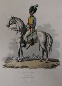 A large folio scrapbook of 18th and 19th century prints and engravings, including 14 hand-coloured