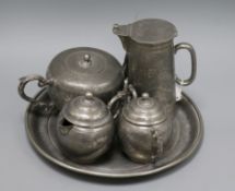 A Chinese Kutztown Swatow pewter tea set