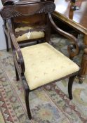 A set of six Regency mahogany dining chairs, including two carvers