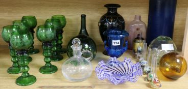 A quantity of mixed coloured glassware