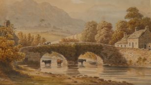 Follower of Joseph Barber (1757-1811), 'Beddgelert Bridge, N. Wales' and another watercolour, the