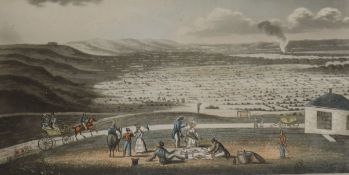 J Bruce, coloured aquatint, The Dyke Hill, near Brighton, published 1832, overall 18 x 28cm