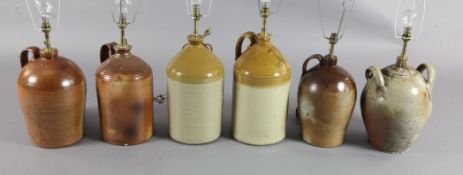 Six 19th century salt glazed flagons and jars