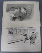 William Ridgewell (1881-1937), two original pen and ink illustrations, Motoring Incident and Maid