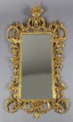 A late 19th century Chippendale style giltwood and gesso rococo carved wood wall mirror, the