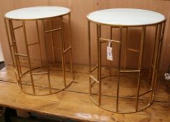 A pair of circular gilt metal side tables W.45cm