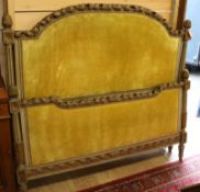 An early 20th century French carved beech bedstead W.157cm