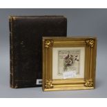 A leather photo album and framed print