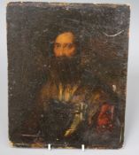 19th century English School, oil on millboard, portrait of a 17th century gentleman