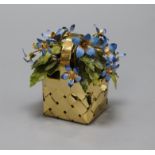 A modern Cartier? silver gilt and enamel basket of flowers table ornament, signed Schrote?, with