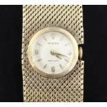 A lady's 9ct gold Rolex precision manual wind bracelet wrist watch, with baton numerals, overall