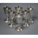 A set of silver modern silver goblets, Roberts & Dore Ltd, London, 1969, 13cm.