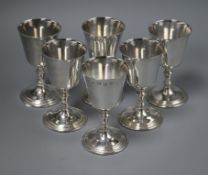 A set of silver modern silver goblets, Roberts & Dore Ltd, London, 1969, 13cm.