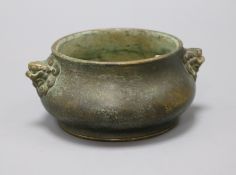 A Chinese bronze censer length 13cm