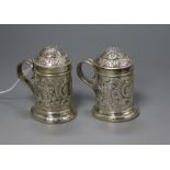 A pair of late Victorian silver kitchen peppers, George Gillet, London, 1894, 71mm.