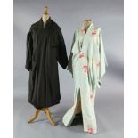 Madame Butterfly: A rail of eleven short multi-coloured woven and printed kimono jackets and